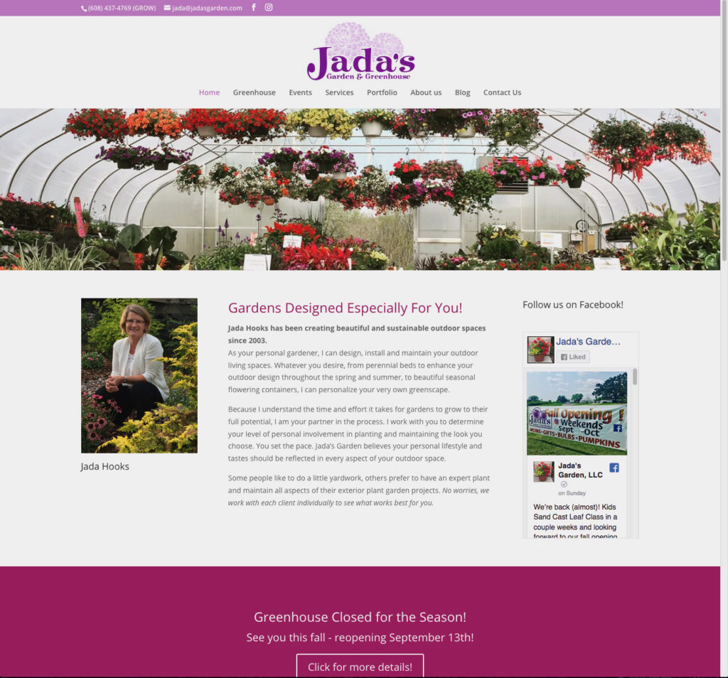 Jada's Garden & Greenhouse Website